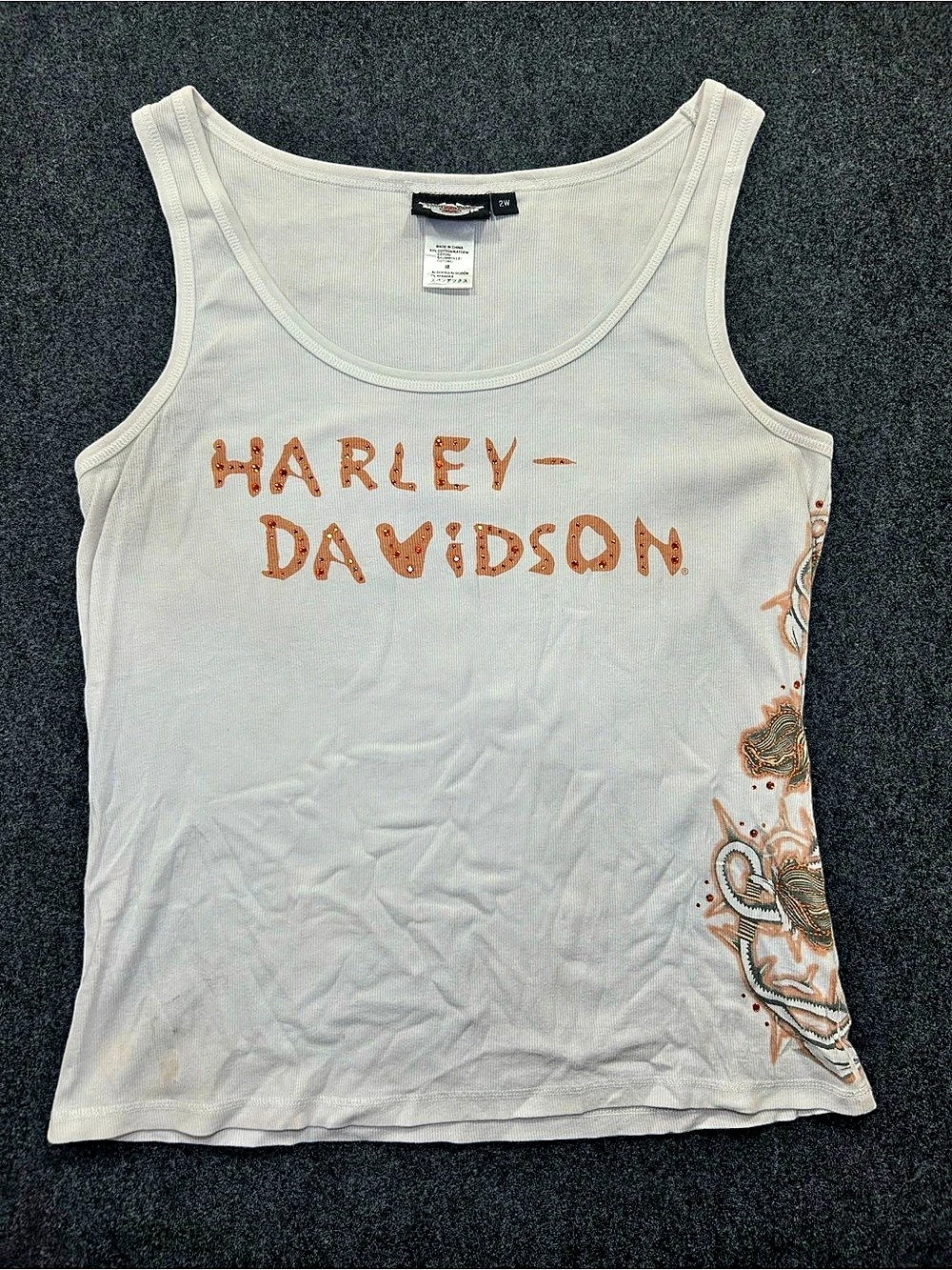 Harley-Davidson Graphic Tank Top Size 2W White